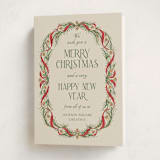 "Pine Border" - Holiday Cards in Cranberry by Paper Sun Studio - Folded Card