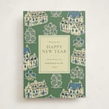 "Cozy Cottage Toile" - Holiday Cards in Cotswolds by Jackie Crawford - Front
