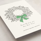 "Wreath With Bow" - Holiday Cards in Greenery by mo kelley - Detail