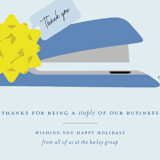"Stapler with Bow" - Holiday Cards in Blueberry by Alexandra Cohn - Detail