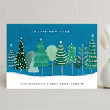 "Snowy Trees" - Holiday Cards in Royal Blue by Bethan - Front