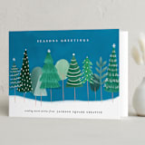 "Snowy Trees" - Holiday Cards in Royal Blue by Bethan - Folded Card