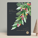 "Leaves and berries" - Holiday Cards in Licorice by Shannon Chen of Four Wet Feet Studio - Front