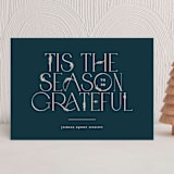 "Gilded Gratitude" - Holiday Cards in Navy by Creo Study - Front