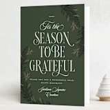 "Gratitude Season" - Holiday Cards in Pine by Robert and Stella - Folded Card