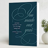 "Wonderful Year" - Holiday Cards in Azure by Louise Kay - Folded Card