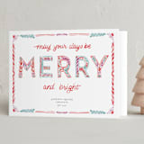 "Watercolor Lettering" - Holiday Cards in Cherry by Cindy Reynolds - Folded Card