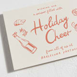 "Gourmet Cheers" - Holiday Cards in Persimmon by Megan Davis - Detail
