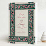 "Holiday Botanical Ribbons" - Holiday Cards in Peony by Jackie Crawford - Folded Card