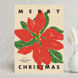 "Poinsettia Pop" - Holiday Cards in Taupe by Inkblot Design - Front