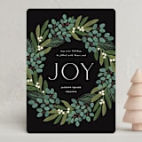 "Winter Foliage Wreath" - Holiday Cards in Coal by Brandy Folse - Front