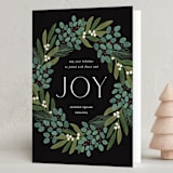 "Winter Foliage Wreath" - Holiday Cards in Coal by Brandy Folse - Folded Card