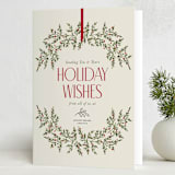 "Timeless Wreath" - Holiday Cards in Crimson by Beth Schneider - Folded Card