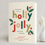 "Holly Jolly Holidays" - Holiday Cards in Cream by Robert and Stella - Folded Card