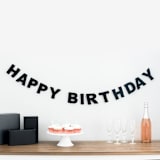 "Happy Birthday Banner (Black, 6 feet)" - Garlands in black by Nivas Collection