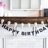"Happy Birthday Banner (Black, 6 feet)" - Garlands in black by Nivas Collection