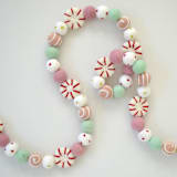 "Felt Christmas Garland, Peppermint & Candy Swirl Felt Balls" - Garlands in pink by TwentyEight12