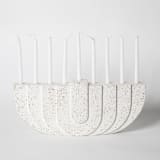 "Menorah: White Terrazzo" - Menorahs in white by Pretti.Cool