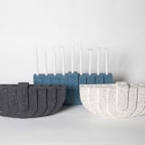 "Menorah: White Terrazzo" - Menorahs in white by Pretti.Cool