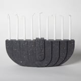 "Menorah: Black Terrazzo" - Menorahs in black by Pretti.Cool