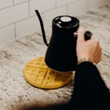 "Marigold Terrazzo Waffle Trivet" - Trivets in yellow by Pretti.Cool