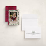 "Merry Floral Toile" - Holiday Cards in Holly Berry by Jenna Holcomb - Assembled
