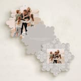 "Scandinavian Snowflake" - Holiday Ornament Cards in Snowfall by Amy Payne - Back of Card Options