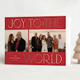 "Joy! To The World" - Holiday Cards in Santa Suit by Wildfield Paper Co - Folded Card