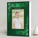 "Floral Rejoice" - Holiday Cards in Juniper by Devika Keskar - Folded Card