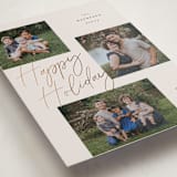 "Scripted Triple" - Holiday Cards in Linen by Kelly Schmidt - Detail