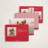 "Little Striped Bow" - Holiday Cards in Almond by Olivia Kanaley Inman - Back of Card Options