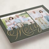 "Scripted Merry" - Holiday Cards in Pine by Brianne Larsen - Detail