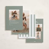 "Linen Stripes" - Holiday Cards in Sage by Angela Thompson - Back of Card Options