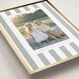 "Linen Stripes" - Holiday Cards in Sage by Angela Thompson - Detail