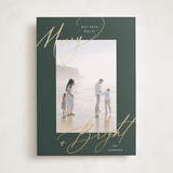 "bright+merry" - Holiday Cards in Evergreen by Carolyn Nicks - Front