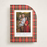 "Plaid Shimmer" - Holiday Cards in Bright Berry by Kristie Kern - Front