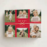 "Multi Ribbon" - Holiday Cards in Apple by Everett Paper Goods - Folded Card