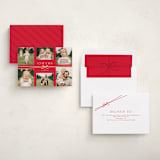 "Multi Ribbon" - Holiday Cards in Apple by Everett Paper Goods - Assembled