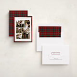 "Plaid Collage" - Holiday Cards in Berry by Stacey Meacham - Assembled