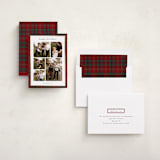"Plaid Collage" - Holiday Cards in Berry by Stacey Meacham - Assembled