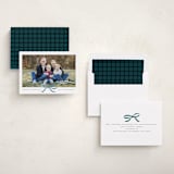 "Crimson Bow" - Holiday Cards in Mist by Olivia Kanaley Inman - Assembled