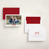 "Crimson Bow" - Holiday Cards in Coal by Olivia Kanaley Inman - Assembled