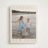 "Headlines" - Holiday Cards in Champagne by Ekko Studio - Front