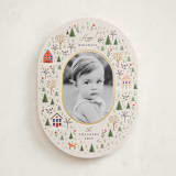 "Winter Village Oval" - Holiday Cards in Taffy by Hannah Williams - Front