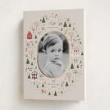 "Winter Village Oval" - Holiday Cards in Taffy by Hannah Williams - Folded Card