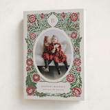 "monogram nouveau" - Holiday Cards in Poinsettia by Jen Owens - Folded Card