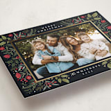 "Shiny Botanicals" - Holiday Cards in Midnight by Makewells - Detail
