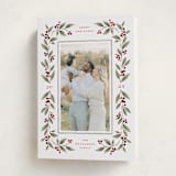 "Poinsettia + Pine" - Holiday Cards in Mistletoe by Wildfield Paper Co - Folded Card