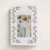 "Poinsettia + Pine" - Holiday Cards in Juniper Berry by Wildfield Paper Co - Folded Card