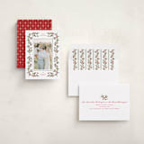 "Poinsettia + Pine" - Holiday Cards in Mistletoe by Wildfield Paper Co - Assembled